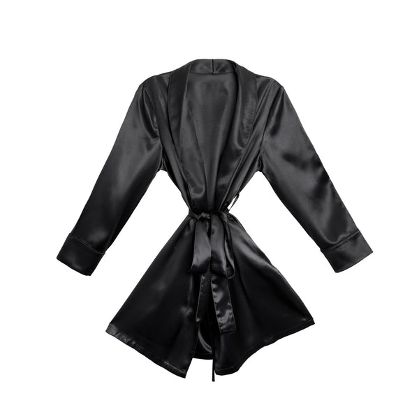 Blissy Signature Silk Robe - Black