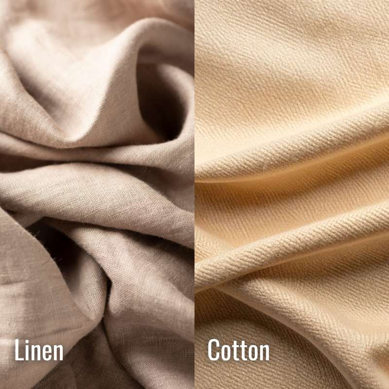 Linen fabric compared with cotton fabric to show breathability differences for hot sleepers