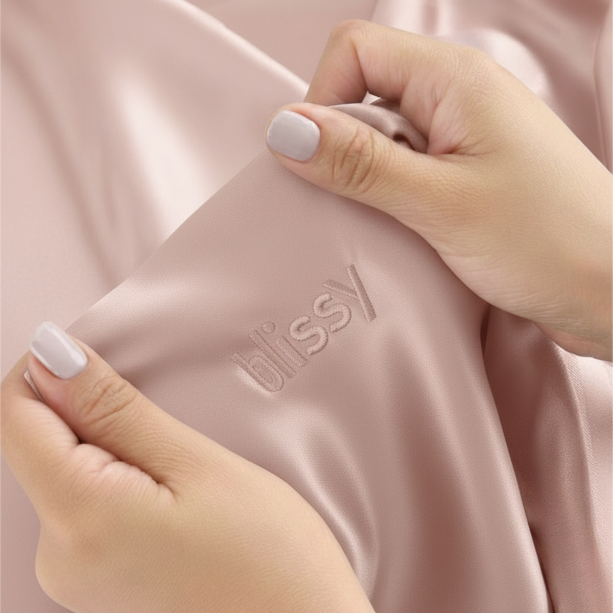 Pink Pillowcase Close-Up – Blissy 22 Momme Silk