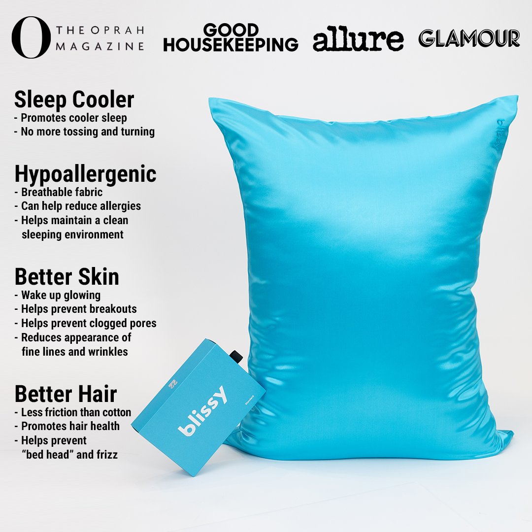 Bahama Blue Mulberry Silk Pillowcase – Blissy King