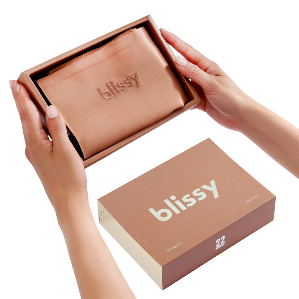 Blissy King Cinnamon Pillowcase Lifestyle – Mulberry Silk