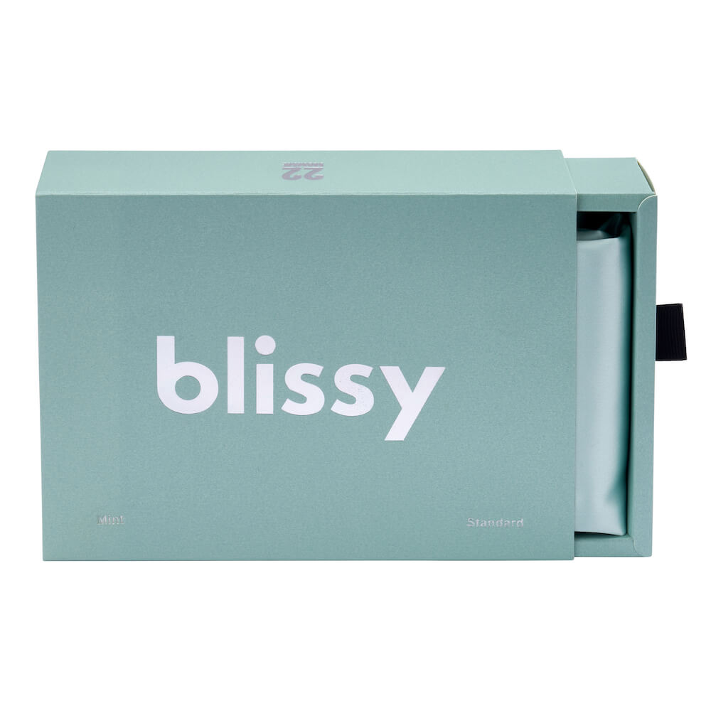Blissy Mint Silk Pillowcase Detail – King