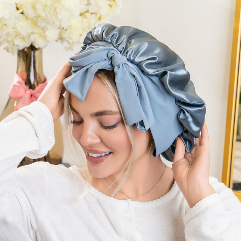 Blissy Bow Bonnet - Ash blue