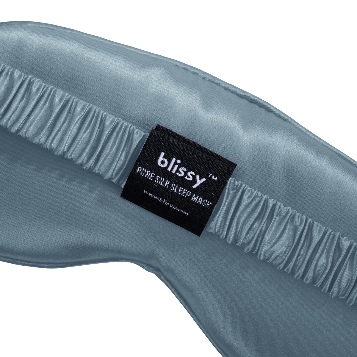 Ash Blue Sleep Mask Close-Up – Blissy 22 Momme Silk