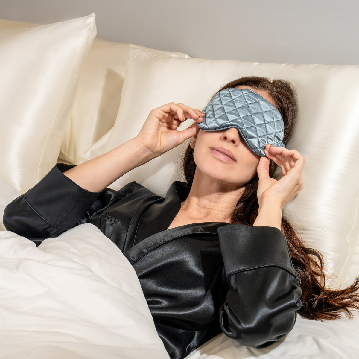 Ash Blue Sleep Mask – Blissy Premium Silk