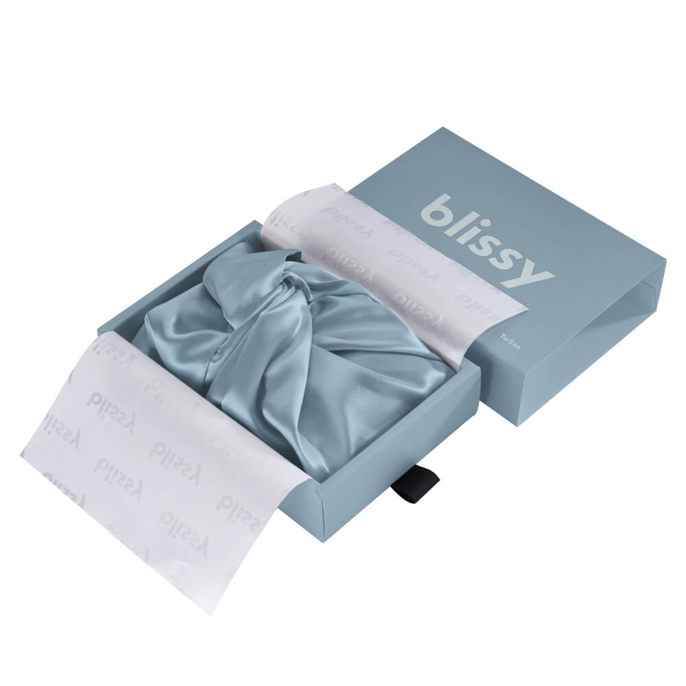 Blissy Ash Blue Silk Blissy Bonnet Detail –