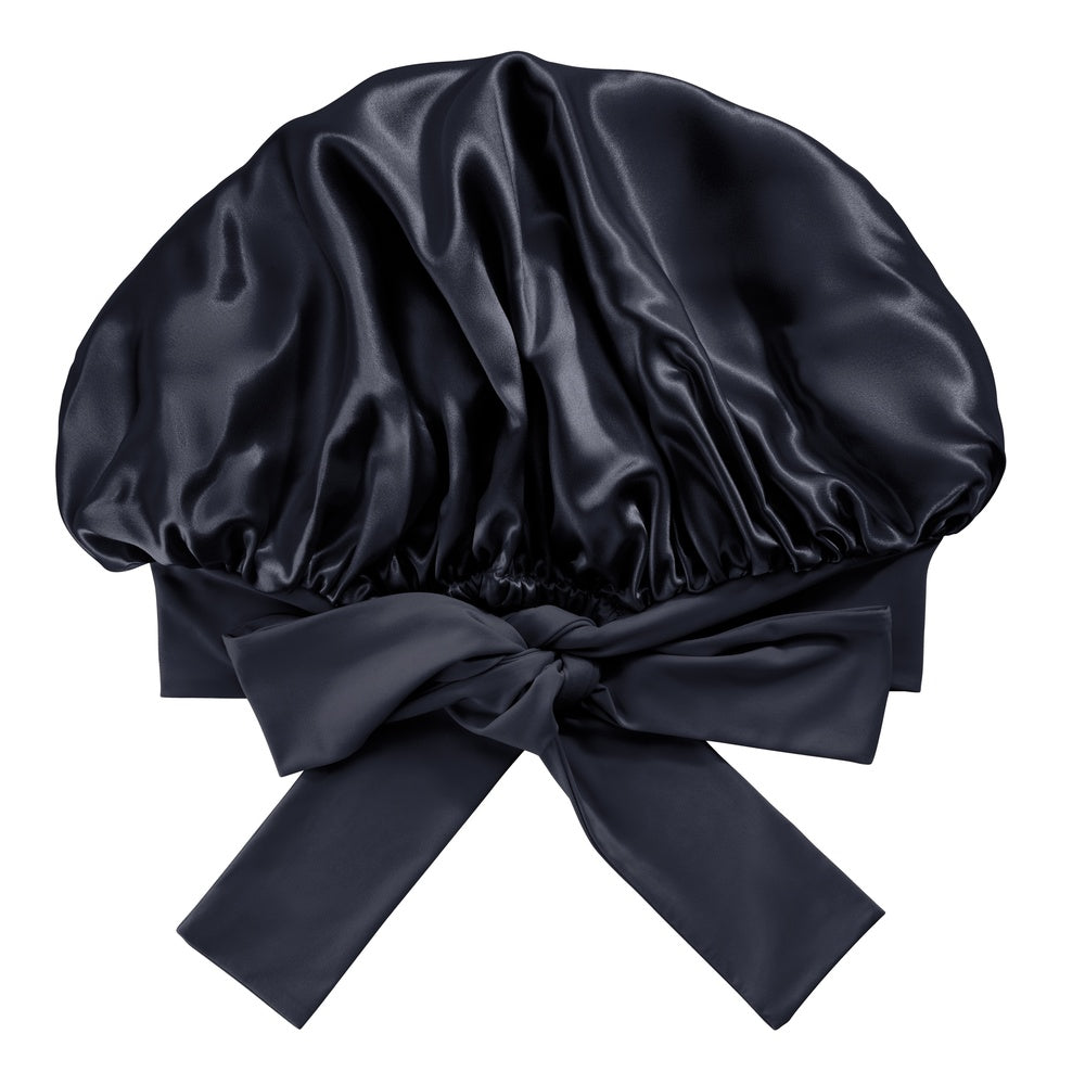 Black Mulberry Silk Blissy Bow Bonnet – Blissy