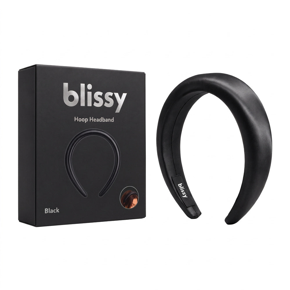 Blissy Black Hoop Headband – 22 Momme Mulberry Silk, 100% Silk