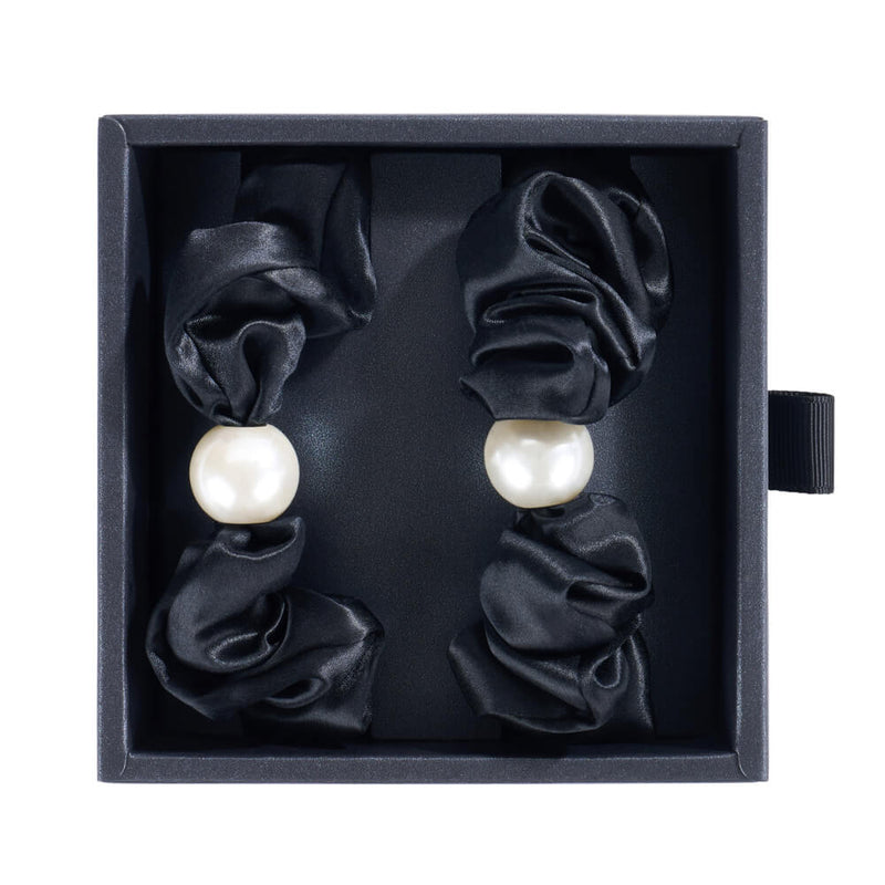 Blissy Pearl Scrunchies - Black