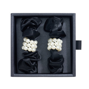 Blissy Petite Pearl Scrunchies - Black