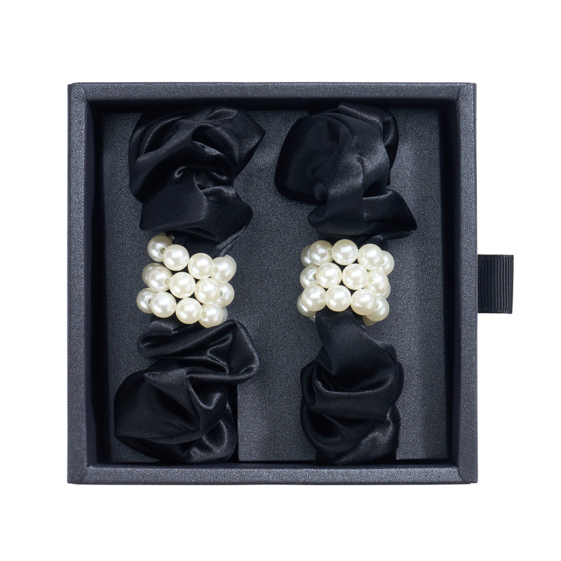 Blissy Petite Pearl Scrunchies - Black