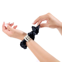 Blissy Petite Pearl Scrunchies - Black