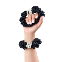 Blissy Petite Pearl Scrunchies - Black