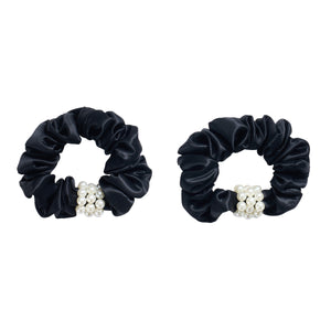Blissy Petite Pearl Scrunchies - Black