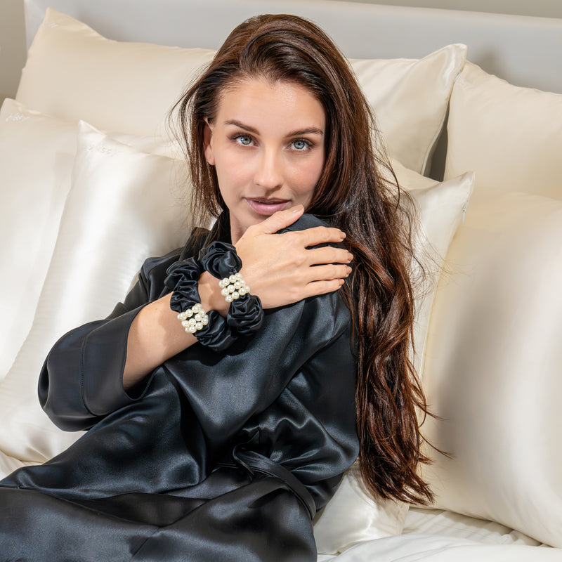 Blissy Petite Pearl Scrunchies - Black