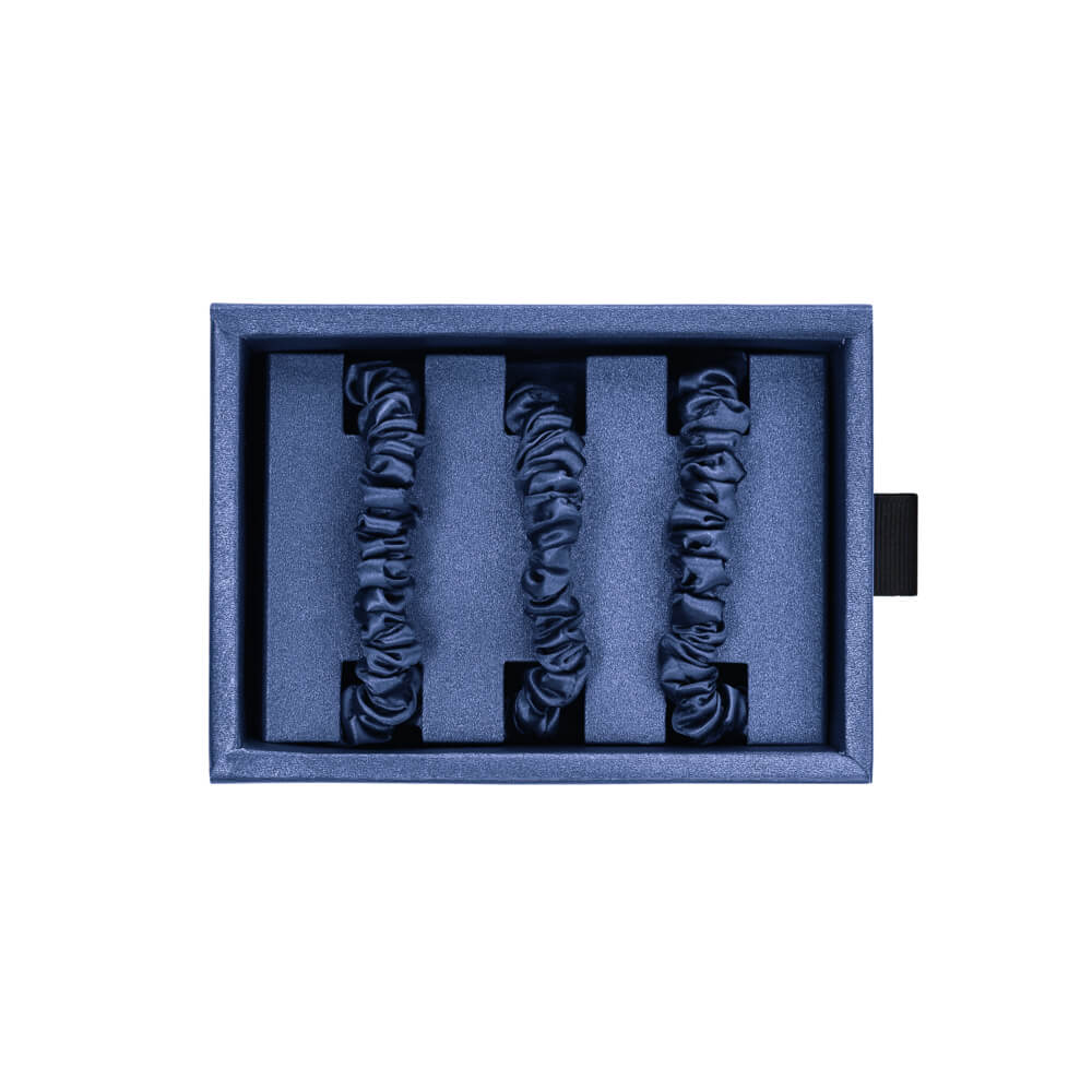 Blissy Blue Silk Blissy Skinny Scrunchies Detail –