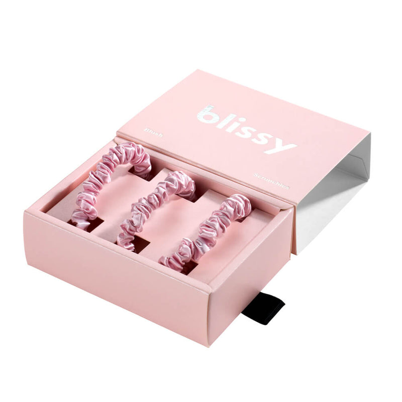 Blissy Skinny Scrunchies - Blush - Blissy Blush Blissy Skinny Scrunchies – 22 Momme Mulberry Silk, 100% Silk