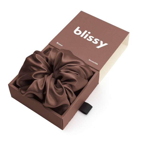 Blissy Chocolate Blissy Oversized Scrunchie – 22 Momme Mulberry Silk, 100% Silk
