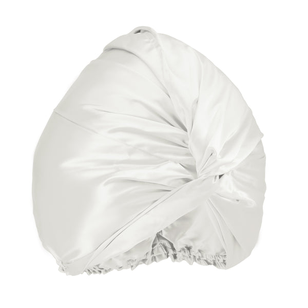 Blissy Large White Blissy Bonnet – 22 Momme Mulberry Silk, 100% Silk