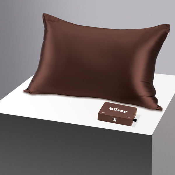 Blissy Queen Chocolate Pillowcase – 22 Momme Mulberry Silk, 100% Silk