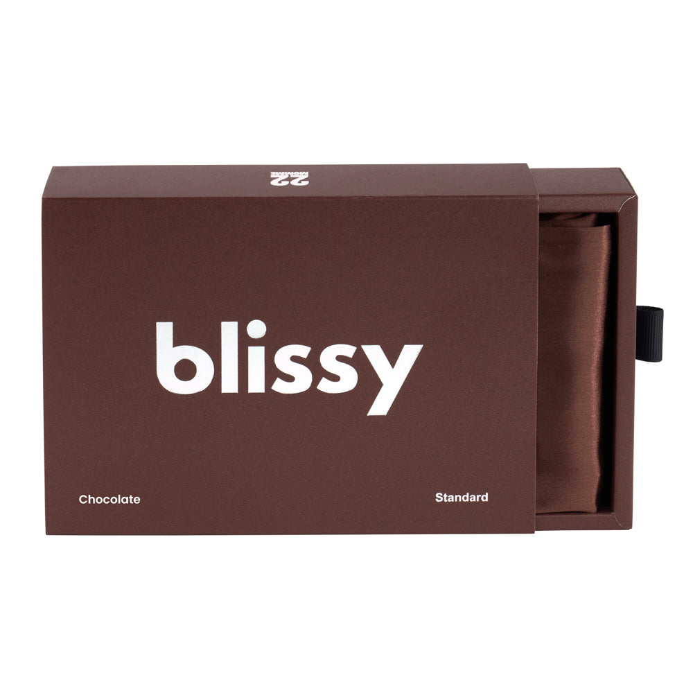 Blissy King Chocolate Pillowcase Lifestyle – Mulberry Silk