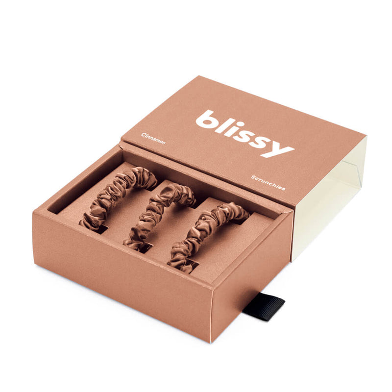 Blissy Skinny Scrunchies - Cinnamon - Blissy Cinnamon Blissy Skinny Scrunchies – 22 Momme Mulberry Silk, 100% Silk