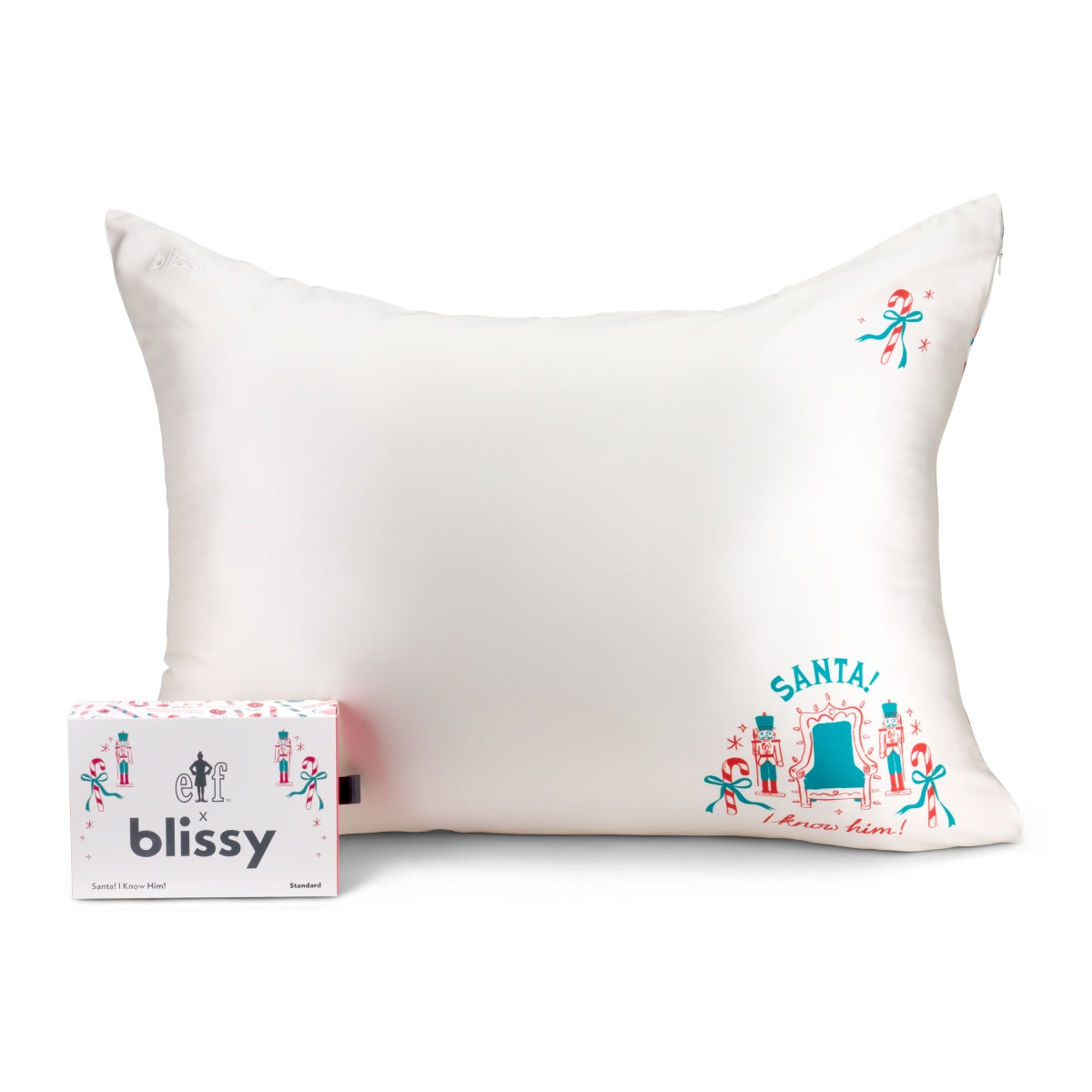 Elf “Santa! I Know Him!” Mulberry Silk Pillowcase – Blissy King