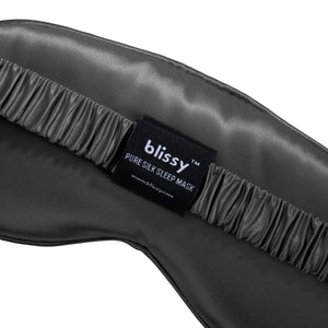 Grey Sleep Mask Close-Up – Blissy 22 Momme Silk
