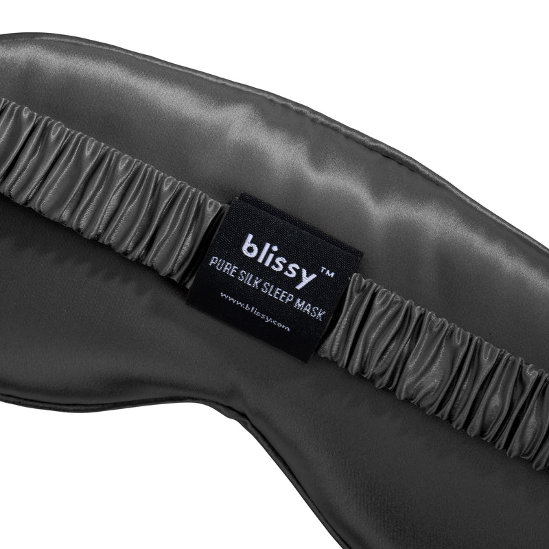 Grey Sleep Mask Close-Up – Blissy 22 Momme Silk