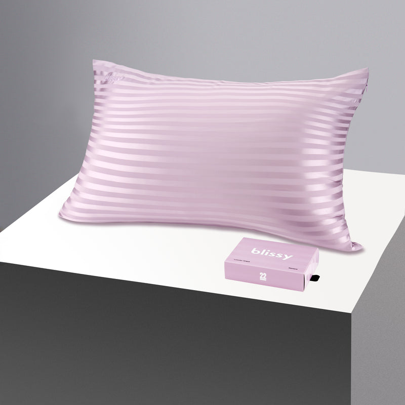 Pillowcase - Lavender Striped - King - Blissy Standard Lavender Striped Pillowcase – 22 Momme Mulberry Silk, 100% Silk