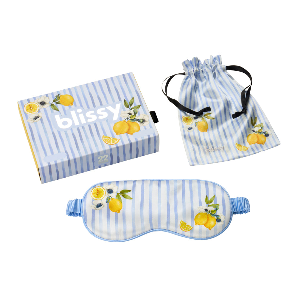 Blissy Lemon Bloom Sleep Mask – 22 Momme Mulberry Silk, 100% Silk