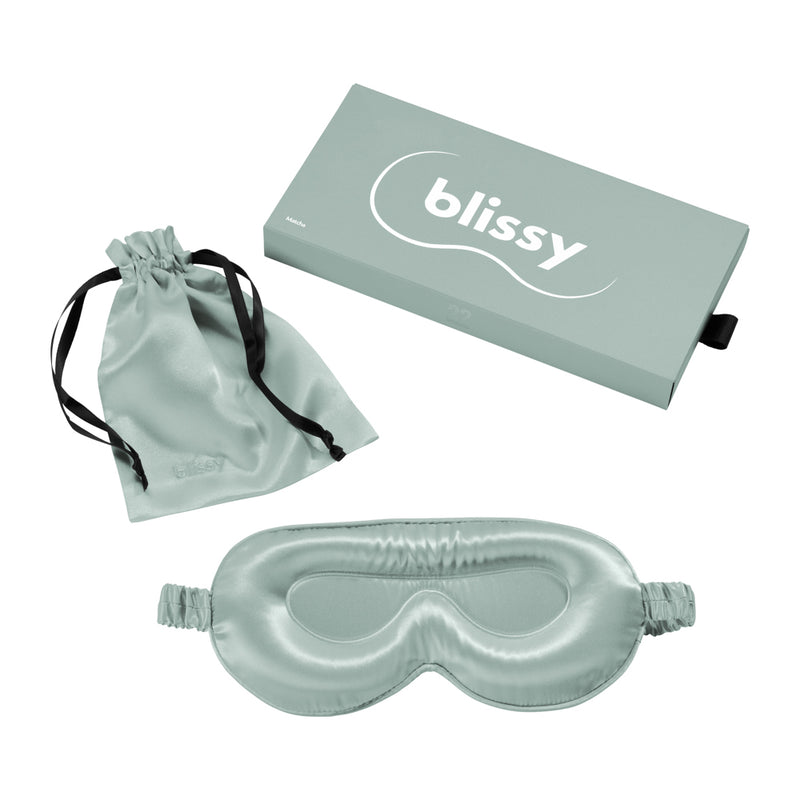 Sleep Mask - Matcha - Profile - Blissy Matcha Sleep Mask – 22 Momme Mulberry Silk, 100% Silk