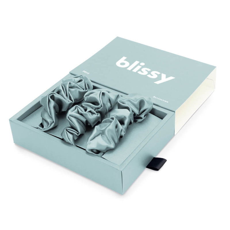 Blissy Scrunchies - Mint - Blissy Mint Blissy Scrunchies – 22 Momme Mulberry Silk, 100% Silk