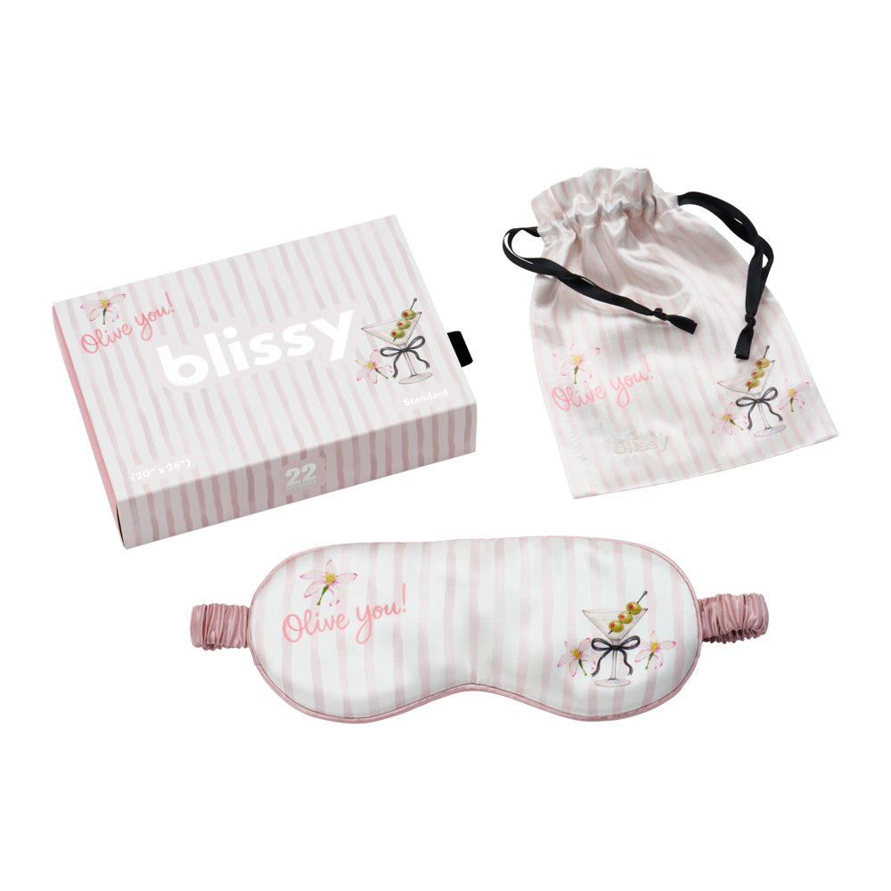 Blissy Olive You Sleep Mask – 22 Momme Mulberry Silk, 100% Silk