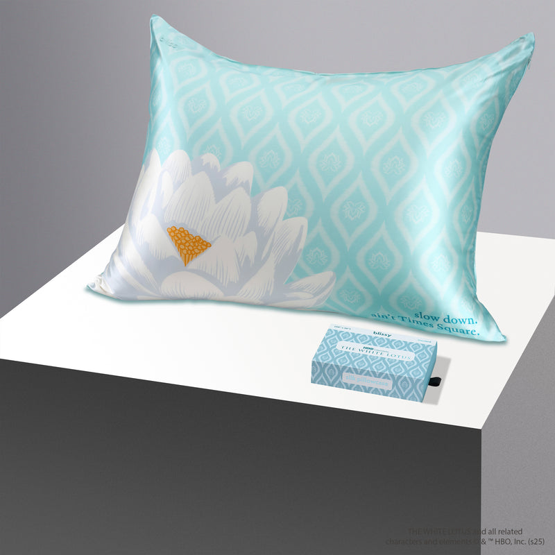 Pillowcase - White Lotus - Paradise Lotus - Queen - Blissy King White Lotus Pillowcase – 22 Momme Mulberry Silk, 100% Silk