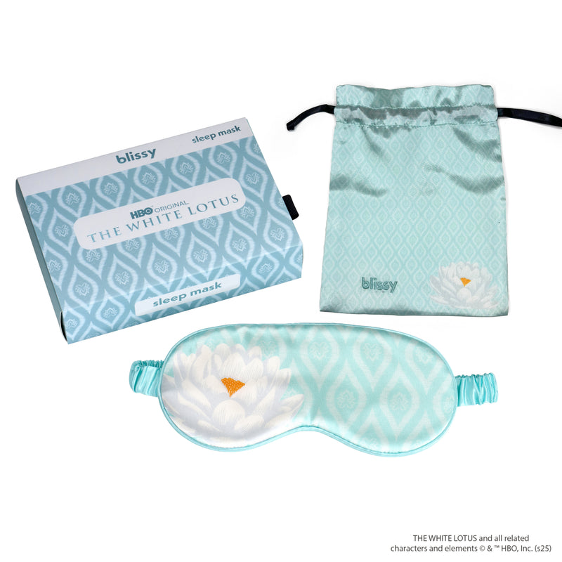 Sleep Mask - White Lotus - Paradise Lotus - Blissy White Lotus Sleep Mask – 22 Momme Mulberry Silk, 100% Silk