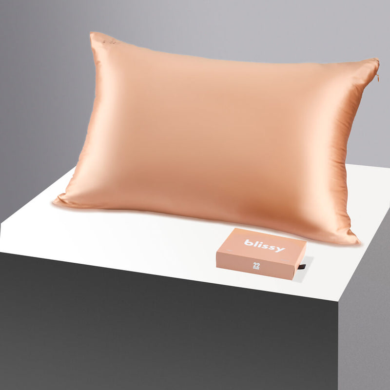 Pillowcase - Peach - King - Blissy King Peach Pillowcase – 22 Momme Mulberry Silk, 100% Silk