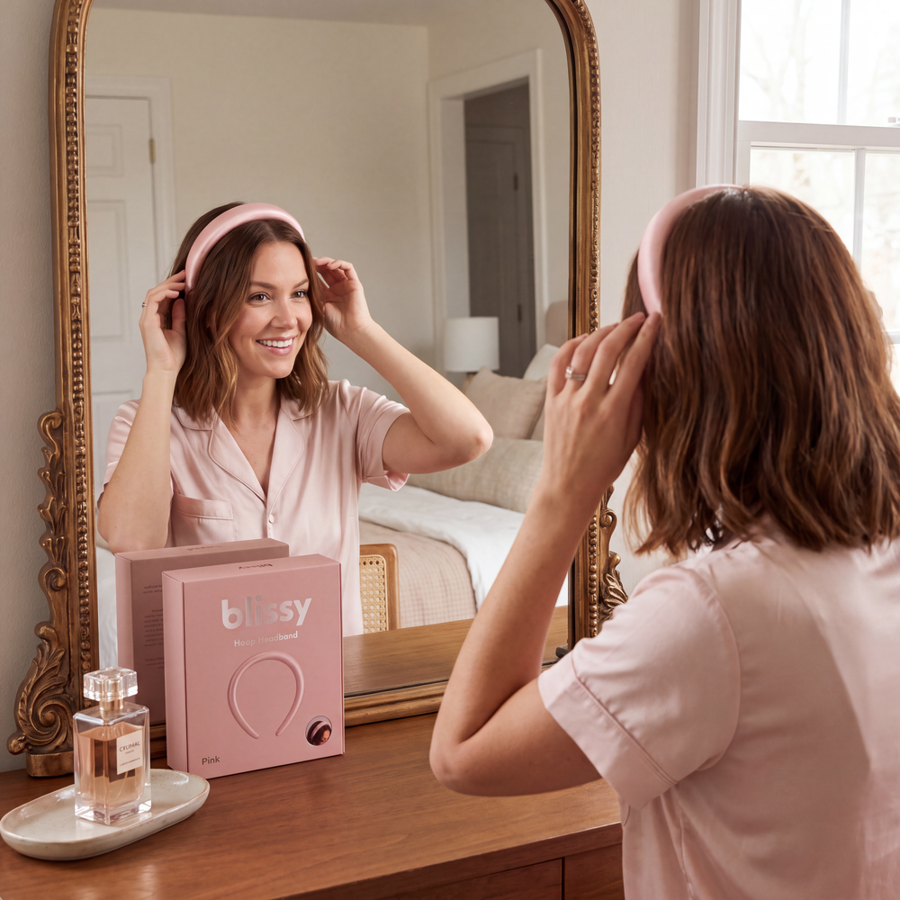 Blissy Pink Hoop Headband – 22 Momme Mulberry Silk, 100% Silk – Lifestyle