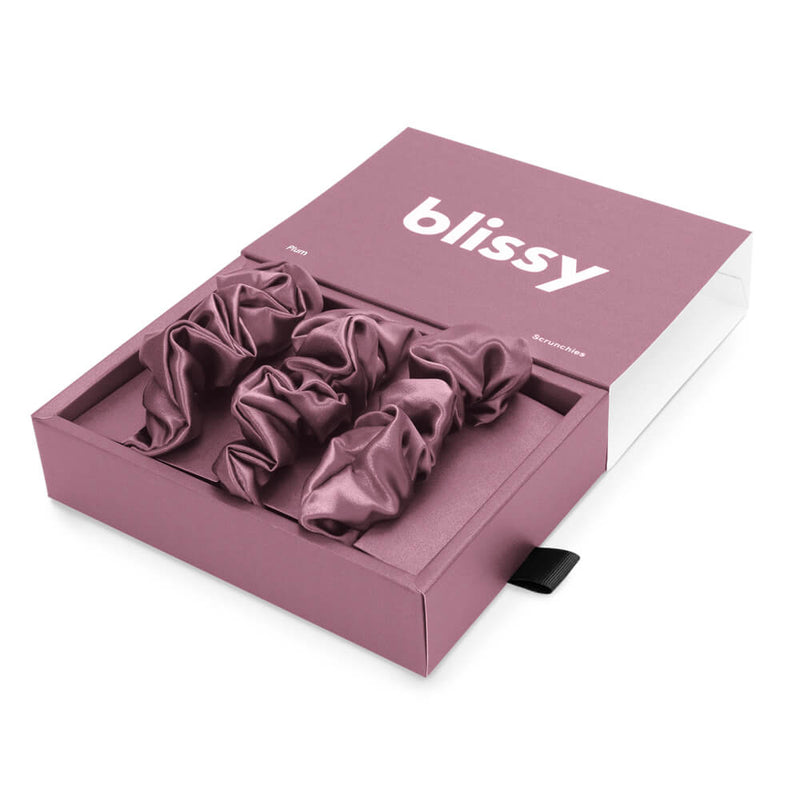 Blissy Scrunchies - Plum - Blissy Plum Blissy Scrunchies – 22 Momme Mulberry Silk, 100% Silk