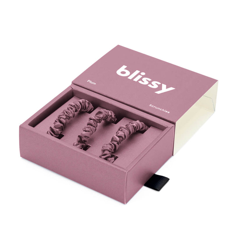 Blissy Skinny Scrunchies - Plum - Blissy Plum Blissy Skinny Scrunchies – 22 Momme Mulberry Silk, 100% Silk