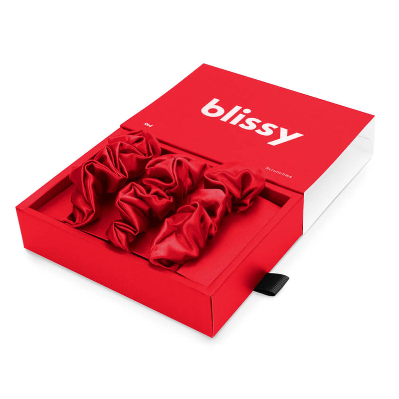 Blissy Scrunchies - Red - Blissy Red Blissy Scrunchies – 22 Momme Mulberry Silk, 100% Silk