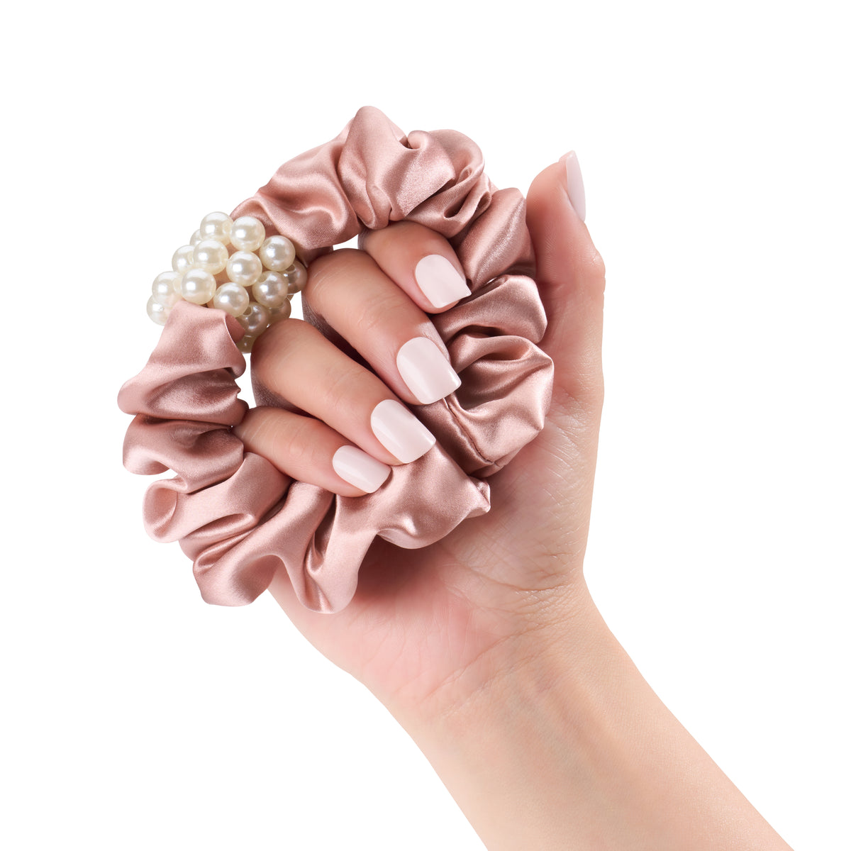 Blissy Mulberry Silk Blissy Petite Pearl Scrunchies – Rose Gold