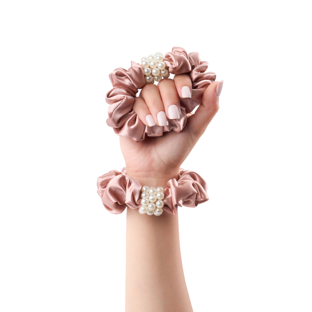 Rose Gold Blissy Petite Pearl Scrunchies – Blissy Premium Silk