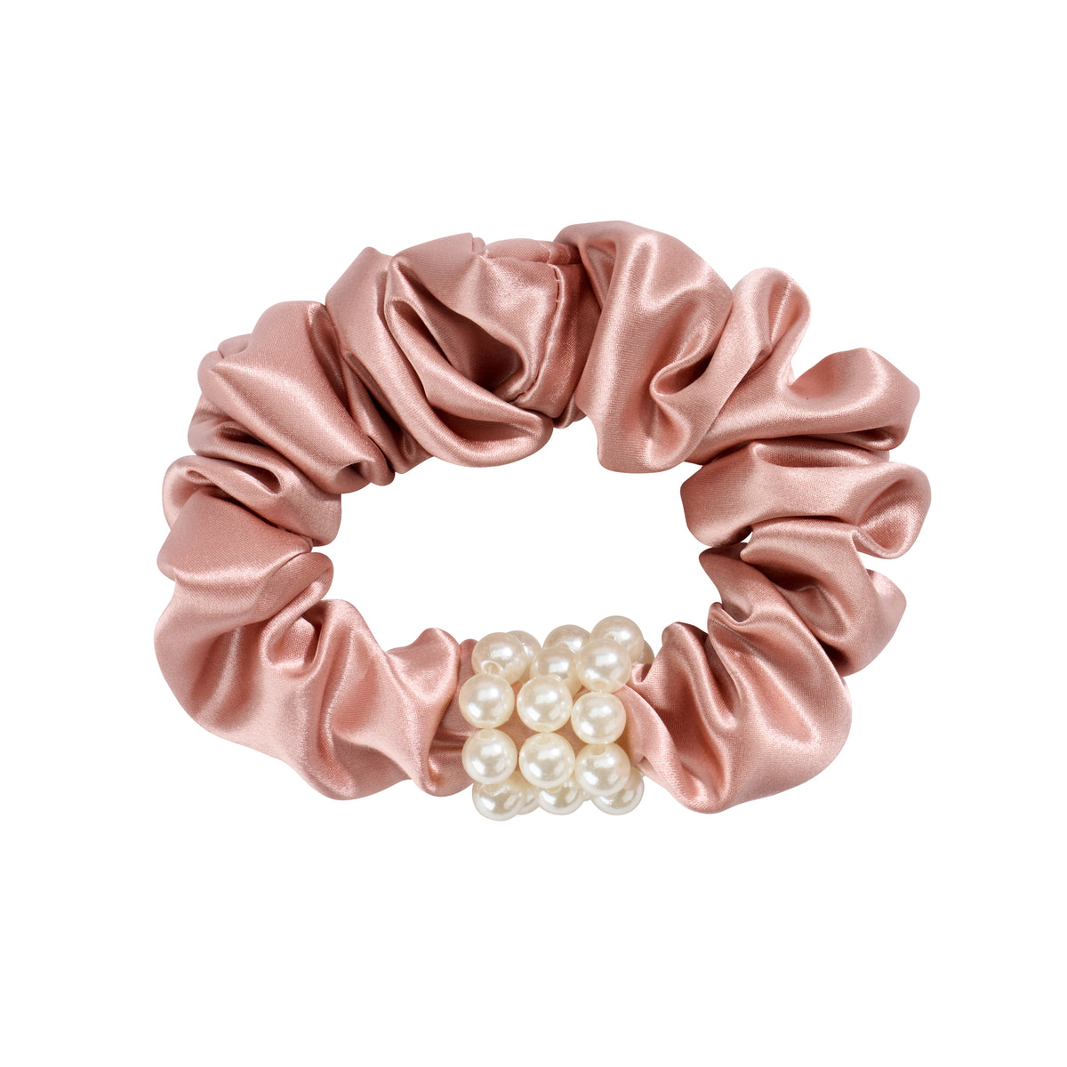 Blissy Rose Gold Silk Blissy Petite Pearl Scrunchies Detail –