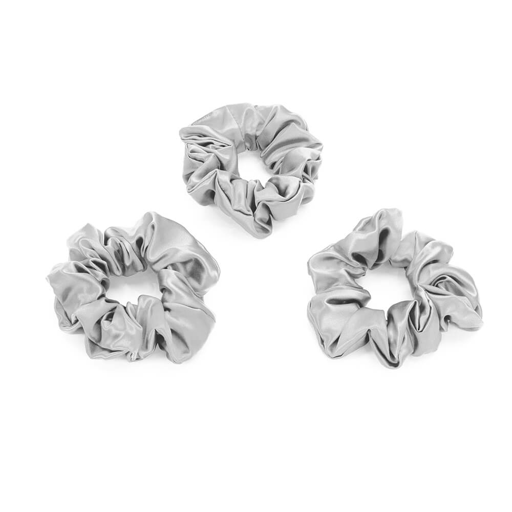 Silver Blissy Scrunchies Close-Up – Blissy 22 Momme Silk