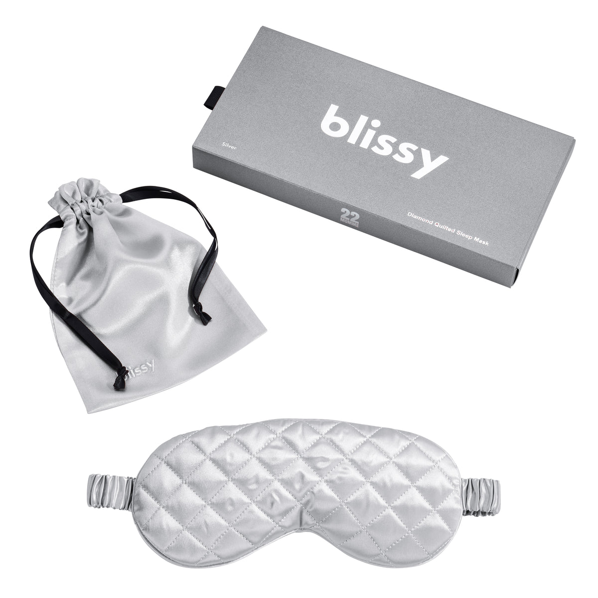 Blissy Silver Sleep Mask – 22 Momme Mulberry Silk, 100% Silk
