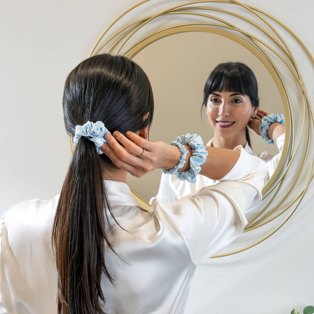 Sky Blue Blissy Scrunchies – Blissy Premium Silk