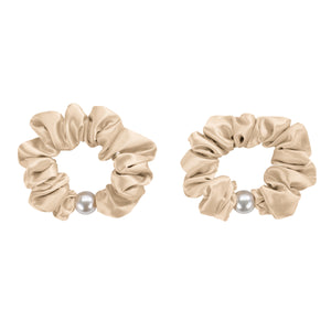 Blissy Pearl Scrunchies - Taupe