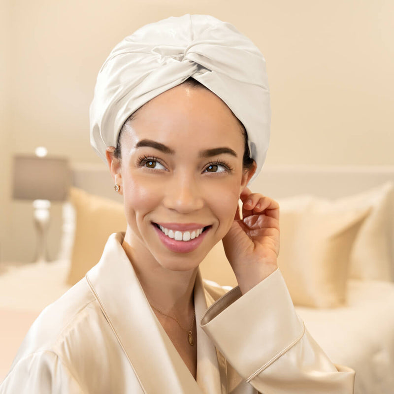 Blissy Bonnet - White - White Blissy Bonnet – Blissy Premium Silk