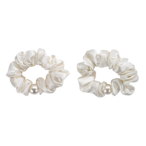 Blissy Pearl Scrunchies - White